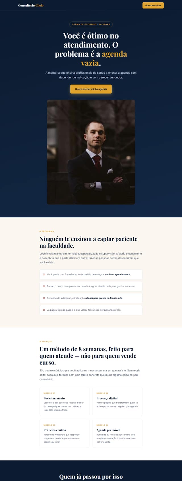 Página de exemplo do modelo Página de vendas